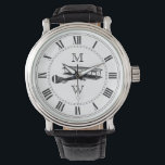 Monogrammen  vliegtuig horloge<br><div class="desc">afbeelding. Romeinse cijfers. Vervang placeholder brieven met uw initialen.</div>