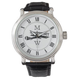 Monogrammen  vliegtuig horloge