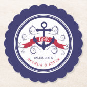 Monogrammen voor anker- en marineblauw-antikanker  kartonnen onderzetters (Voorkant)