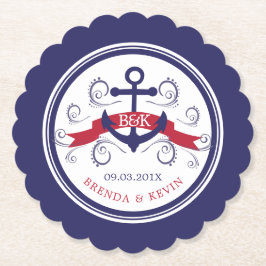 Monogrammen voor anker- en marineblauw-antikanker  kartonnen onderzetters