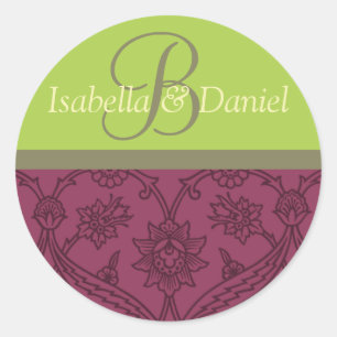 Monogrammen voor bruine en gegroefde wijn voor env ronde sticker