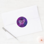Monogrammen voor Paarse en zwarte kunst Ronde Sticker (Envelop)