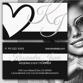 Monogrammen voor zwarte en witte hartafhankelijke  visitekaartje