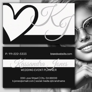 Monogrammen voor zwarte en witte hartafhankelijke visitekaartje