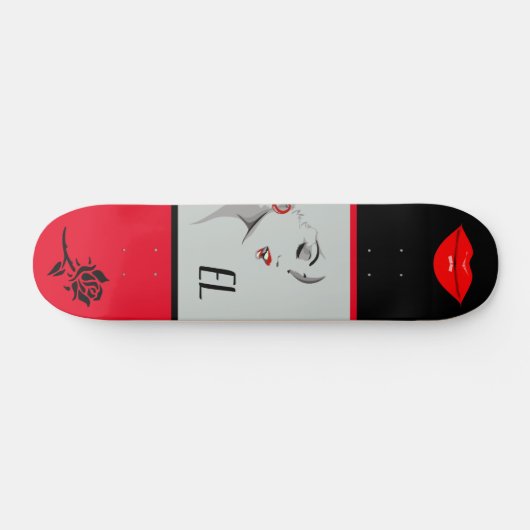 Monogrammen vrouw en lips skateboard (Horizontaal)