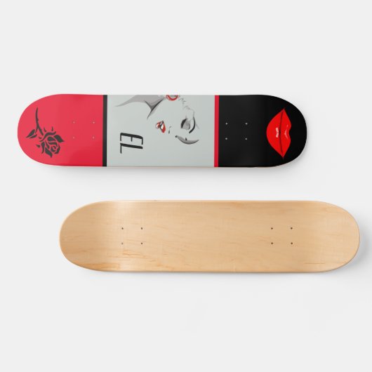 Monogrammen vrouw en lips skateboard (Horizontaal)