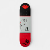 Monogrammen vrouw en lips skateboard (Voorkant)