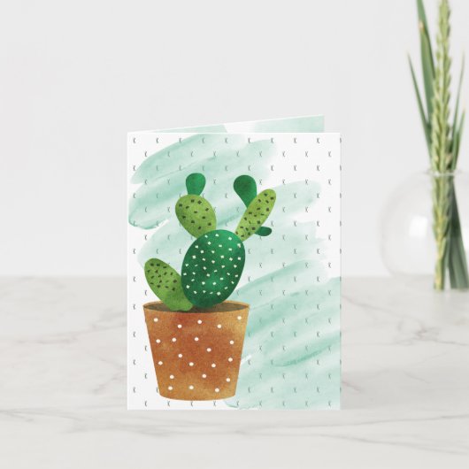 Monogrammen Waterverf Cactus Dagelijkse groet Kaart (Voorkant)