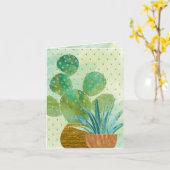 Monogrammen Waterverf Cactus Dagelijkse groet Kaart (Gele Bloem)