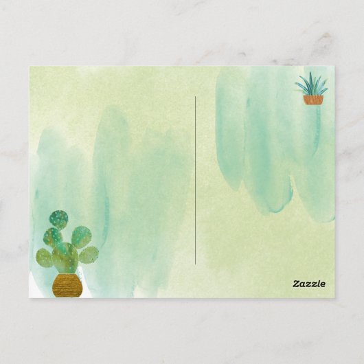 Monogrammen Waterverf Cactus Elke dag Briefkaart (Achterkant)