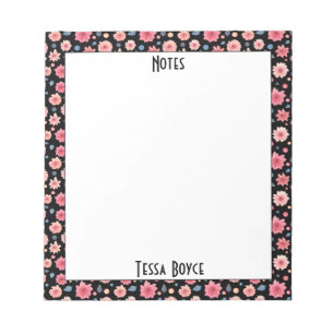 Monogrammen Waterverf Floral Cute Girly Feminine Notitieblok