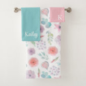 Monogrammen Waterverf Floral Towel Set Bad Handdoek (Insitu)