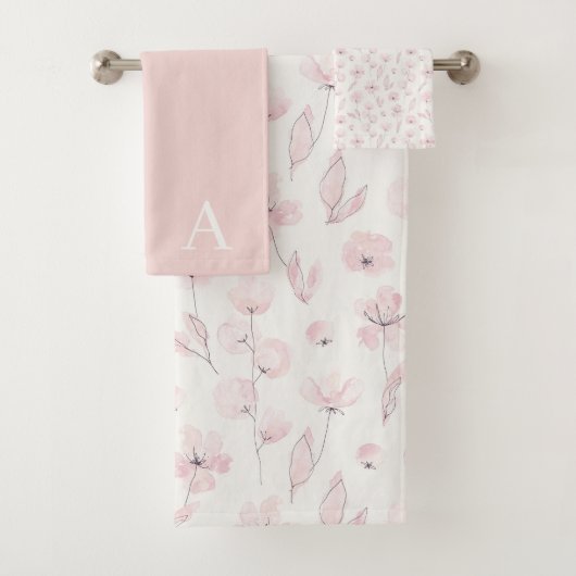 Monogrammen Waterverf Floral Towel Set Bad Handdoek (Insitu)
