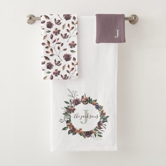 Monogrammen Waterverf Floral Towel Set Bad Handdoek (Insitu)