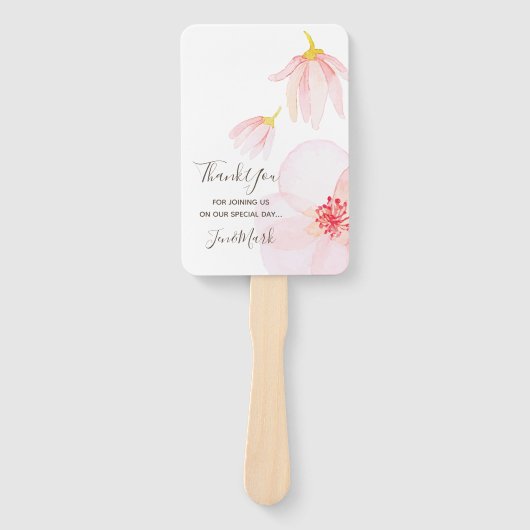 Monogrammen Waterverf Flowers. Spring Wedding Part Handwaaier (Voorkant)