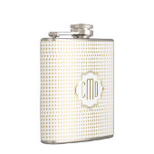 Monogrammen White & Gold Polka Dots Pattern Heupfles (Rechts)