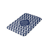 Monogrammen wit en blauw Geometrisch Zigzag Chevro Badmat (Gekanteld)