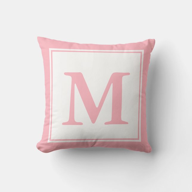 Monogrammen: wit en Bleek roze Kussen (Voorkant)