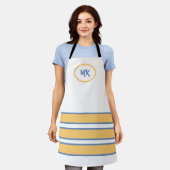 Monogrammen: wit en geel stripte Apron Schort (Gedragen)