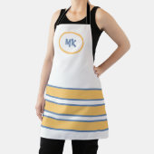 Monogrammen: wit en geel stripte Apron Schort (Insitu)