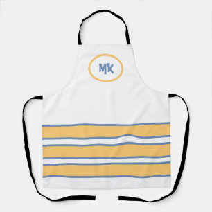 Monogrammen: wit en geel stripte Apron Schort
