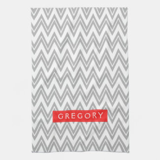 Monogrammen wit en grijs Chevron patroon 3 Theedoek