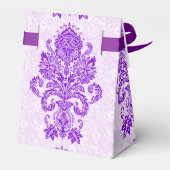 Monogrammen wit en Paars Ornament van Floral Lace Bedankdoosjes (Achterkant)