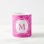Monogrammen wit en roze glitter koffiemok (Center)