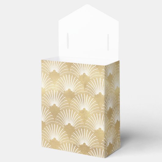 Monogrammen wit en wit Art-Deco-patroon Bedankdoosjes (Geopend)