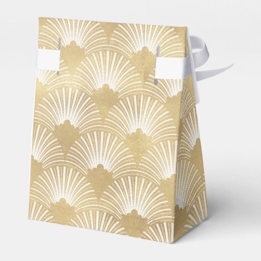 Monogrammen wit en wit Art-Deco-patroon Bedankdoosjes (Achterkant)