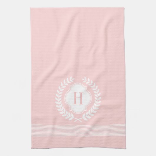 Monogrammen: wit & roze, ledematen en strepen theedoek (Verticaal)