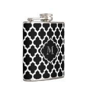 Monogrammen witte en zwarte Ikat Quatrefoil Heupfles (Rechts)