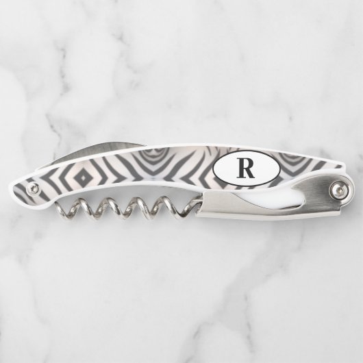 Monogrammen Zebra gestreept Kurkentrekker (Achterkant)