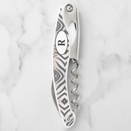 Monogrammen Zebra gestreept Kurkentrekker (Achterkant)