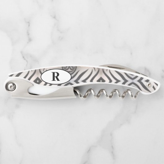 Monogrammen Zebra gestreept Kurkentrekker (Voorkant)