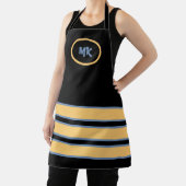 Monogrammen zwart en geel stripte Apron Schort (Insitu)