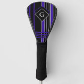 Monogrammen, zwart en Paars, gestreept Golfheadcover (Voorkant)