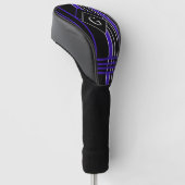 Monogrammen, zwart en Paars, gestreept Golfheadcover (Schuin)
