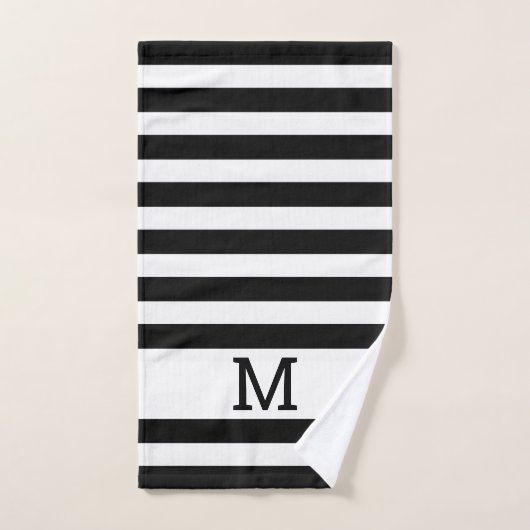 Monogrammen zwart en witte streping bad handdoek (Handdoek)