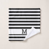 Monogrammen zwart en witte streping bad handdoek (Wasdoekje)