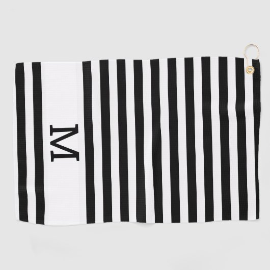 Monogrammen zwart en witte streping golfhanddoek (Horizontaal)