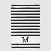 Monogrammen zwart en witte streping golfhanddoek (Voorkant)