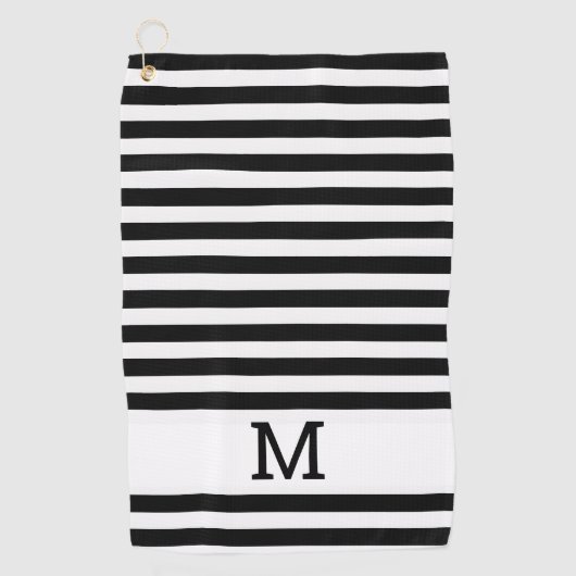 Monogrammen zwart en witte streping golfhanddoek (Voorkant)