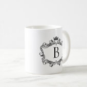 Monogrammen zwart lijst met kroonkoffie-mok koffiemok (Voorkant rechts)