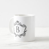 Monogrammen zwart lijst met kroonkoffie-mok koffiemok (Voorkant links)