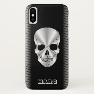 Monogrammen, zwart metaal en zilverschedel Case-Mate iPhone case