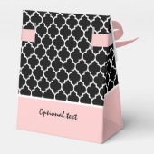 Monogrammen zwart roze en wit Quatrefoil patroon Bedankdoosjes (Achterkant)