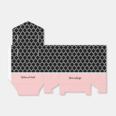 Monogrammen zwart roze en wit Quatrefoil patroon Bedankdoosjes (Uitgevouwen)