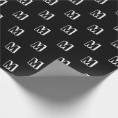 Monogrammen zwart wit aangepast patroon modern cadeaupapier (Hoek)