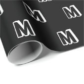 Monogrammen zwart wit aangepast patroon modern cadeaupapier (Rol Hoek)